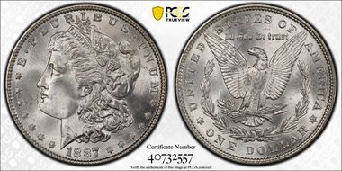 1887 $1 VAM 1B, Partial E Rev MS65