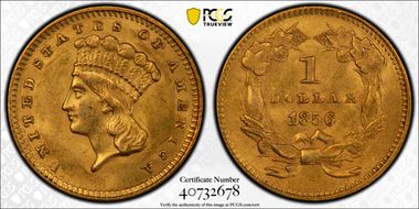 1856 G$1 Upright 5 MS62