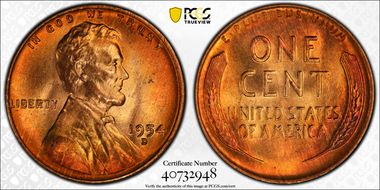 1954-D 1C MS65RB