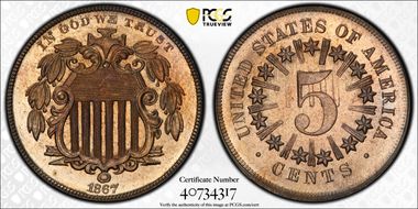 1867 Rays 5C FS-1402/1901, O/R Die Clash MS65