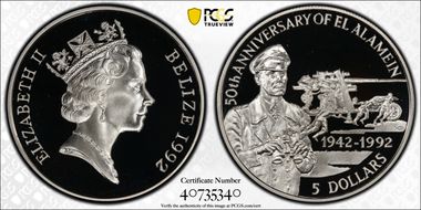 1992 $5 Rommel KM-107 PR70DCAM