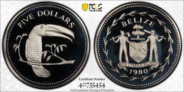 1980-FM $5 KM-44 Copper-Nickel PR69DCAM