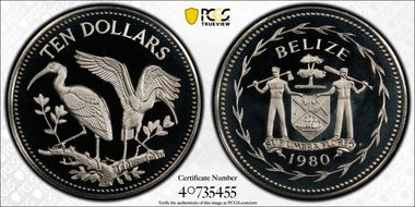 1980-FM $10 Ibis KM-60 Copper-Nickel PR68DCAM