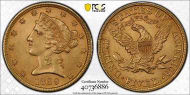 1899 $5 MS65