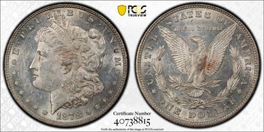1878 8TF $1 VAM 9, First Die Pair AU58