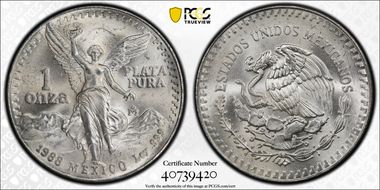 1988-Mo Onza Libertad Ag MS67