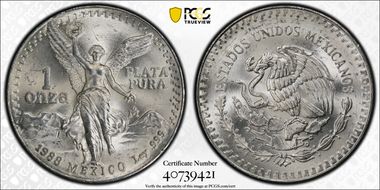 1988-Mo Onza Libertad Ag MS66