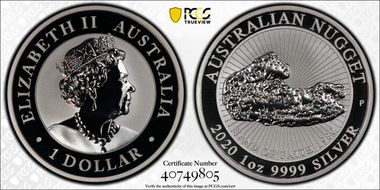 2020-P $1 Australian Nugget-Hand of Faith MS69