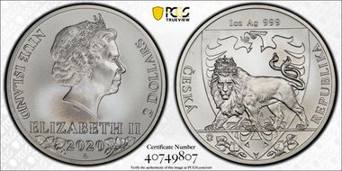 2020 $2 Czech Lion MS68