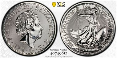 2020 £2 Britannia Radial Sunburst MS68