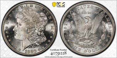 1880/79-S $1 VAM 8, Doubled 18-0 MS65