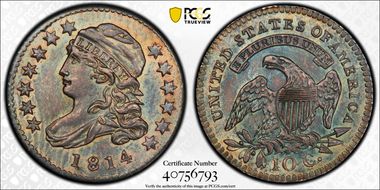 1814 10C JR-1, Small Date MS64
