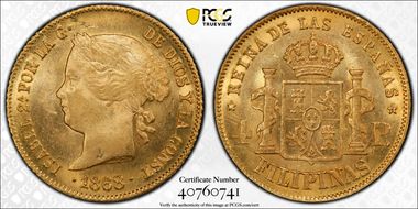 1868/58 4 Peso KM-144 MS63
