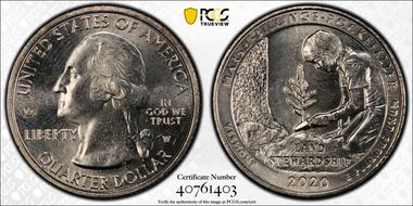 2020-W 25C Marsh-Billings-Rockefeller NP V75 Early Find MS66