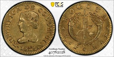 1825-JF Peso Bogota  Au Restrepo-160.1 MS61
