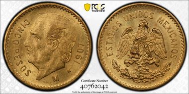 1907/6-M 5 Peso KM-464 MS64