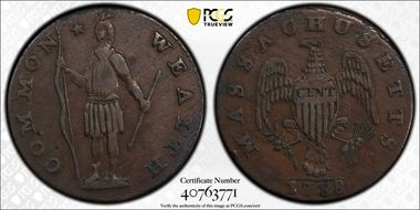 1788 Cent Massachusetts, Period VF35BN