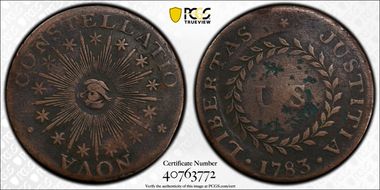 1783 C Nova 1/2P Pointed Rays, Small US N1BN