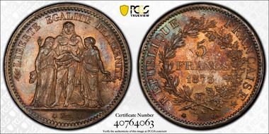 1873-A 5 Fr Gad-745a F-334 MS66