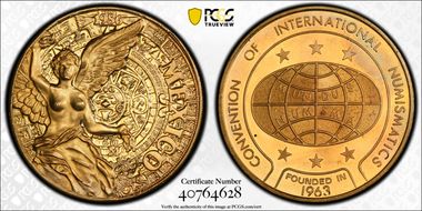 1986-Mo Medal Convention of International Numismatics Brass SP67