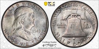 1949 50C Obv Die Clash FS-402 MS65FBL