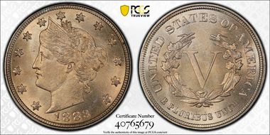 1883 5C No CENTS MS66