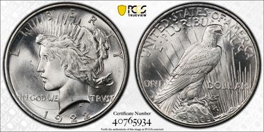 1922-D $1 VAM 3, Doubled Leaves MS65