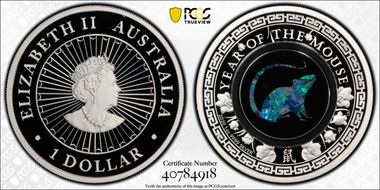 2020-P $1 Year of the Mouse Opal Ag PR69DCAM