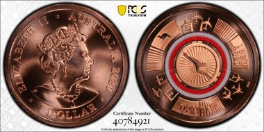 2020 $1 Qantas Centenary 1920-2020 MS67RD