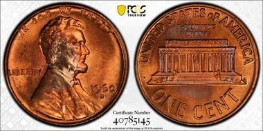 1960-D 1C Small Date MS66RD