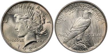 1924 $1 VAM 5A, Broken Wing MS63