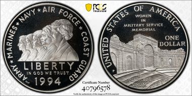 1994-P $1 Women Military PR69DCAM