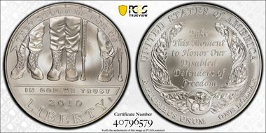 2010-W $1 Disabled Veterans MS70