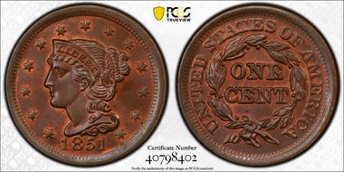 1851 1C MS65BN