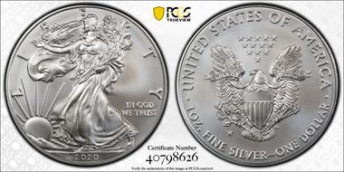 2020-W $1 Burnished Silver Eagle SP69