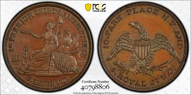 (c.1850) Token Rulau NY-NY 421 Copper C. Leighton MS64BN