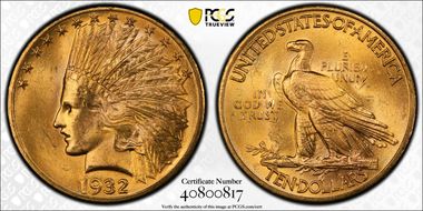 1932 $10 MS64+