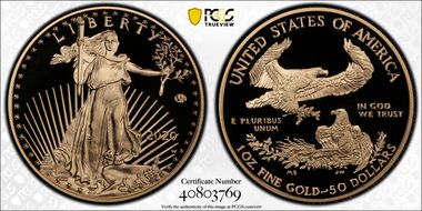 2020-W $50 Gold Eagle - v75 Privy 1 of 1945 Struck First Strike PR70DCAM