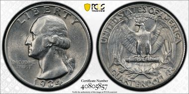 1934 25C Light Motto AU55