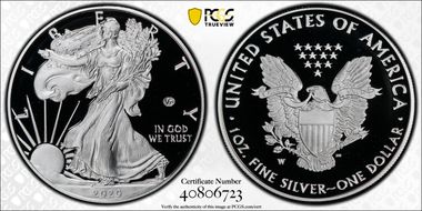 2020-W  $1 Silver Eagle - v75 Privy First Strike PR70DCAM