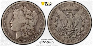 1888-O $1 VAM 4, Hot Lips VG8