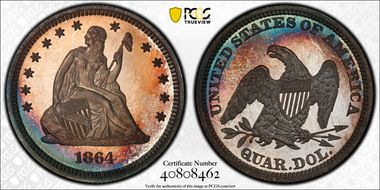 1864 25C PR68