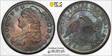 1834 50C Large Date, Small Letters MS66