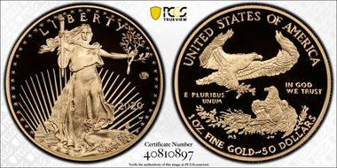 2020-W $50 Gold Eagle - v75 Privy 1 of 1945 Struck First Strike PR70DCAM