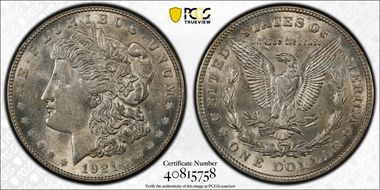 1921-D $1 AU58