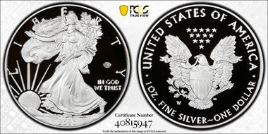 2020-W  $1 Silver Eagle - v75 Privy First Strike PR69DCAM
