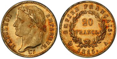 1815-A 20 Fr Gad-1025a Cent jours F-516A MS65