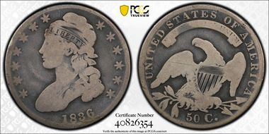 1836 50C Lettered Edge G6