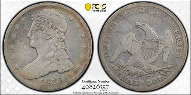 1839 50C Capped Bust F12