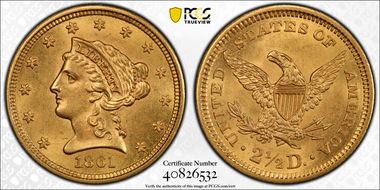1861 $2.50 New Reverse MS63